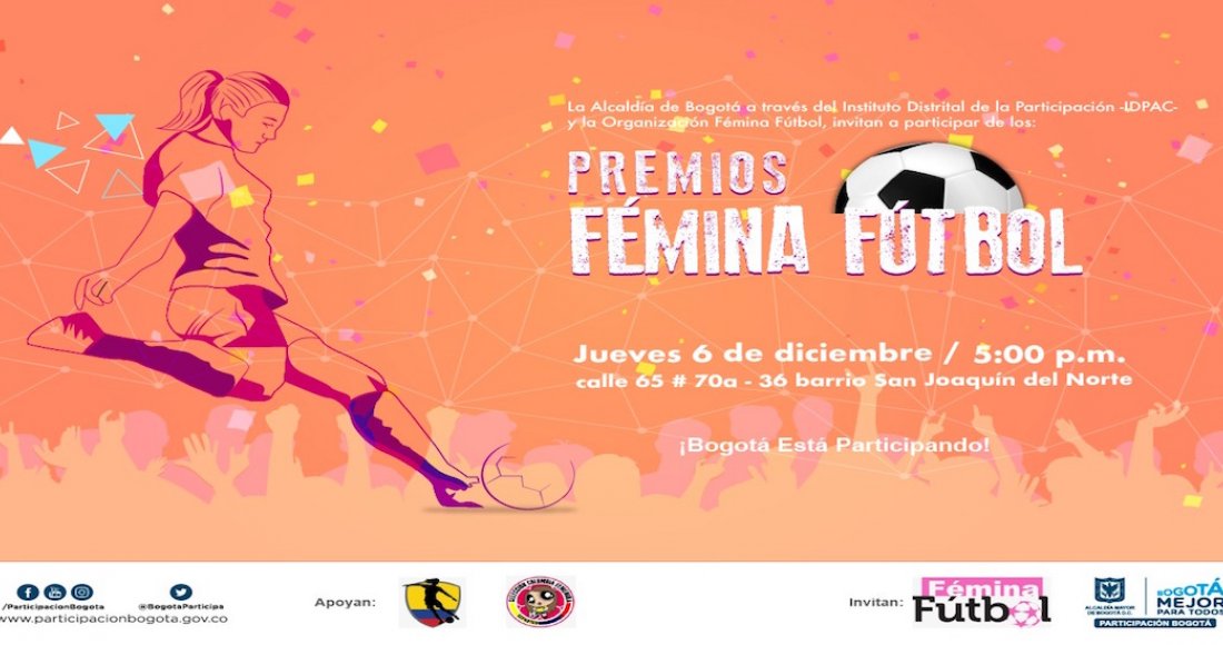 Segunda Gala de los ‘Premios Fémina Fútbol 2018’ contará con apoyo del IDPAC