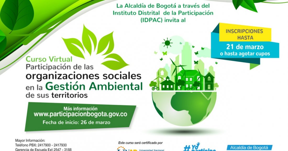 Abiertas inscripciones para curso virtual ‘Participación en la Gestión Ambiental de los Territorios’