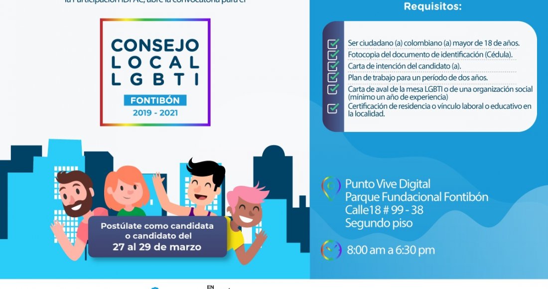 Abierta convocatoria para conformar ‘Consejo Local LGBTI de Fontibón’