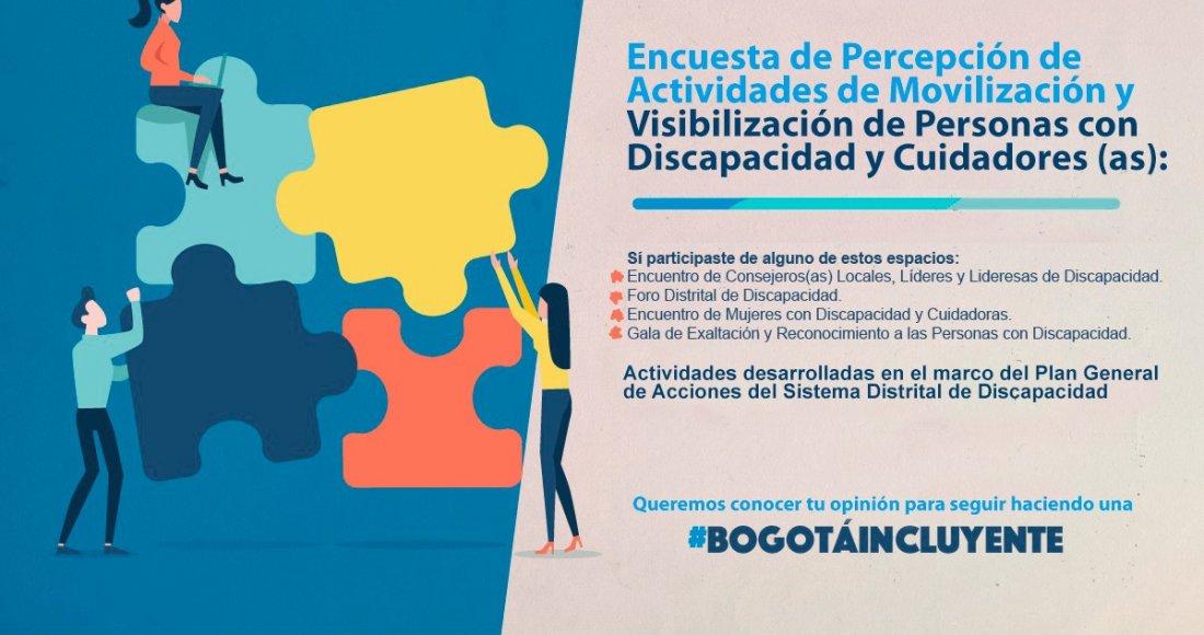 El Sistema Distrital de Discapacidad abre encuesta para mejoramiento de acciones, percepción y reconocimiento